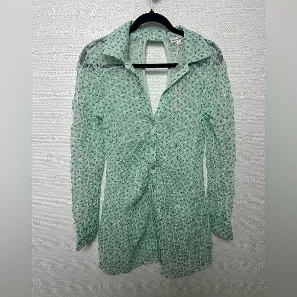 For Love & Lemons Mint Green Sheer Dress - Picture 4 of 10